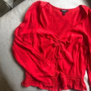 Express Red Sweetheart Peplum Top, NWOT